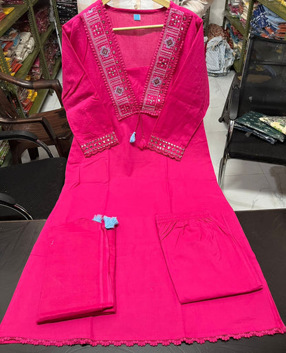 Mirror-Embroidered Kurta Pant Set with Dupatta