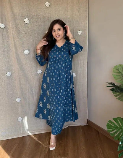 Floral Printed A-Line Kurta Pant Set