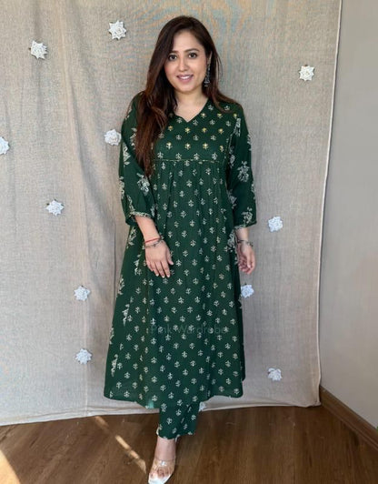 Floral Printed A-Line Kurta Pant Set