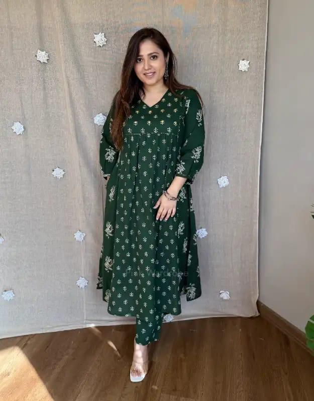 Floral Printed A-Line Kurta Pant Set