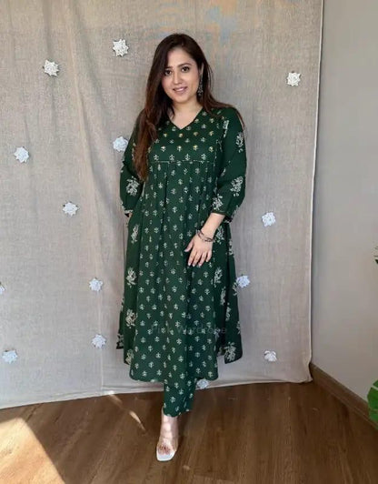 Floral Printed A-Line Kurta Pant Set